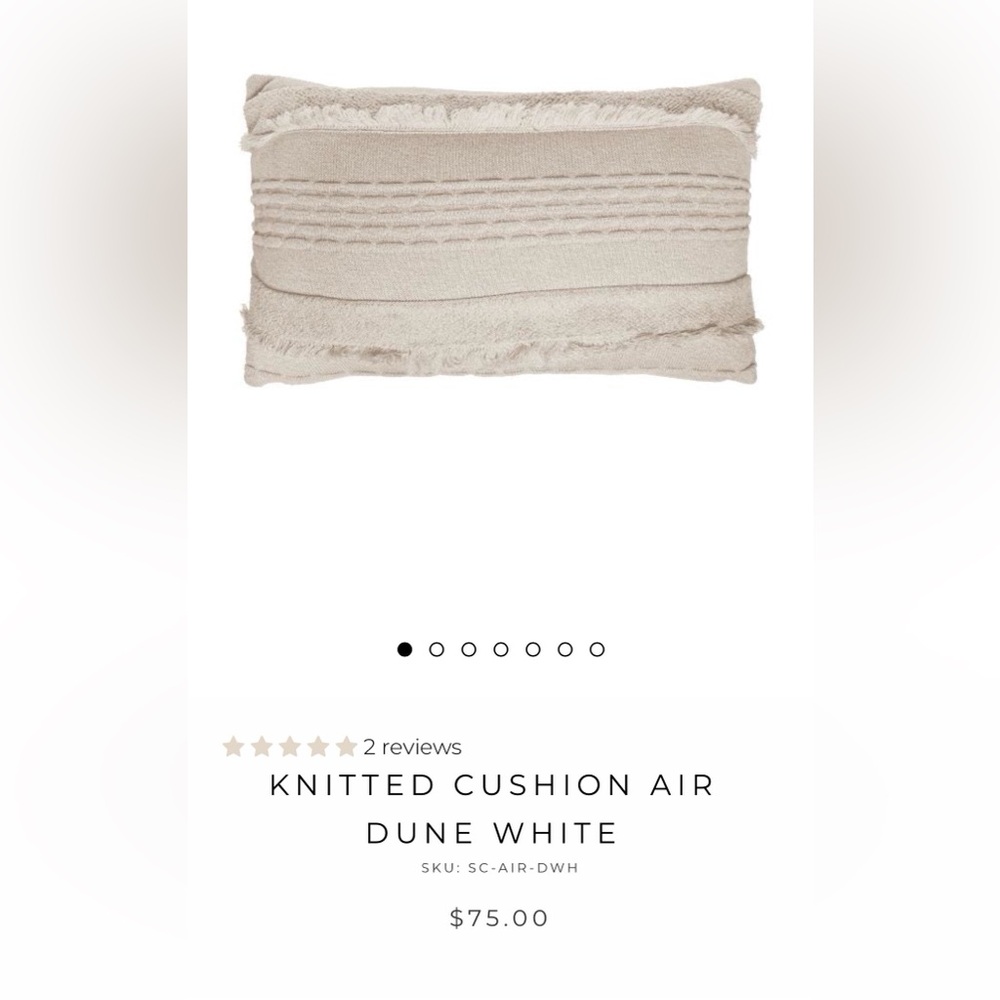 New with Tags Lorena Canals Natural Cotton Air Dune White Accent Pillow